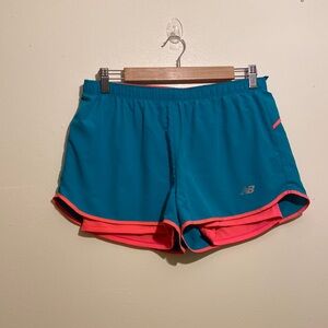 New Balance Teal and Pink Athletic Running Shorts
